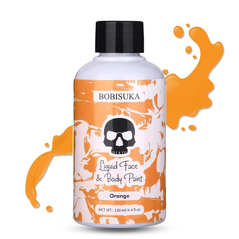 Orange Face Body Paint Liquid Texture Washable Non Toxic Facepaint