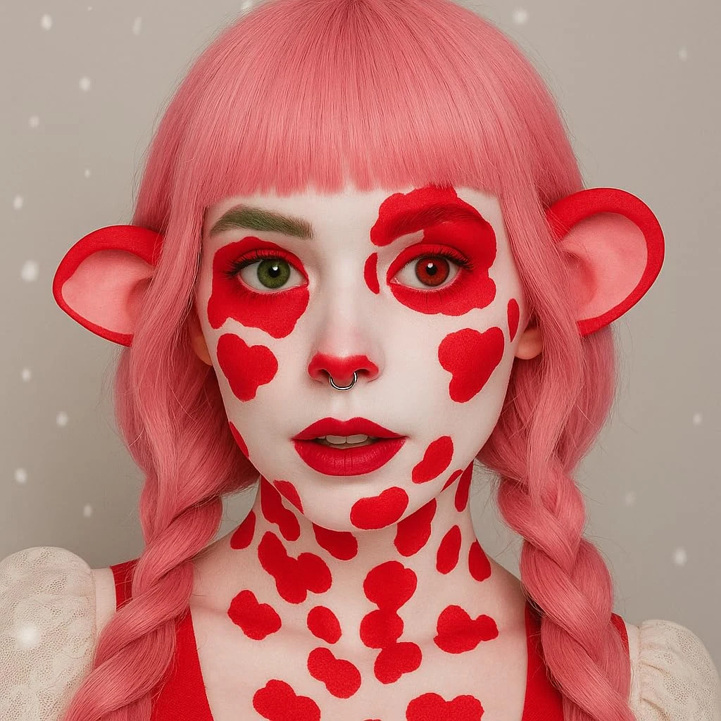 A painted face at a party