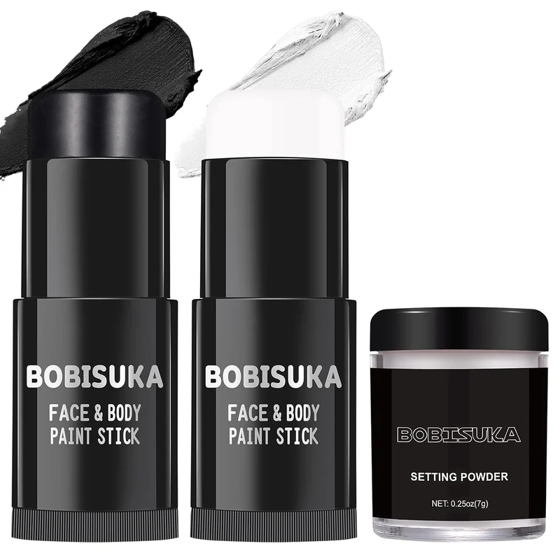 Black White Face Paint Stick with Setting Powder Set