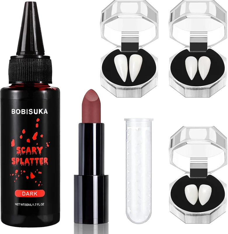 Halloween Vampire Makeup Kit with Fake Blood
