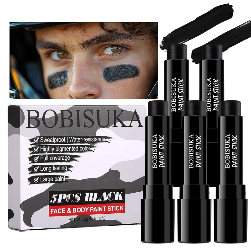 5PCS Eye Black Stick, Black Face Body Paint