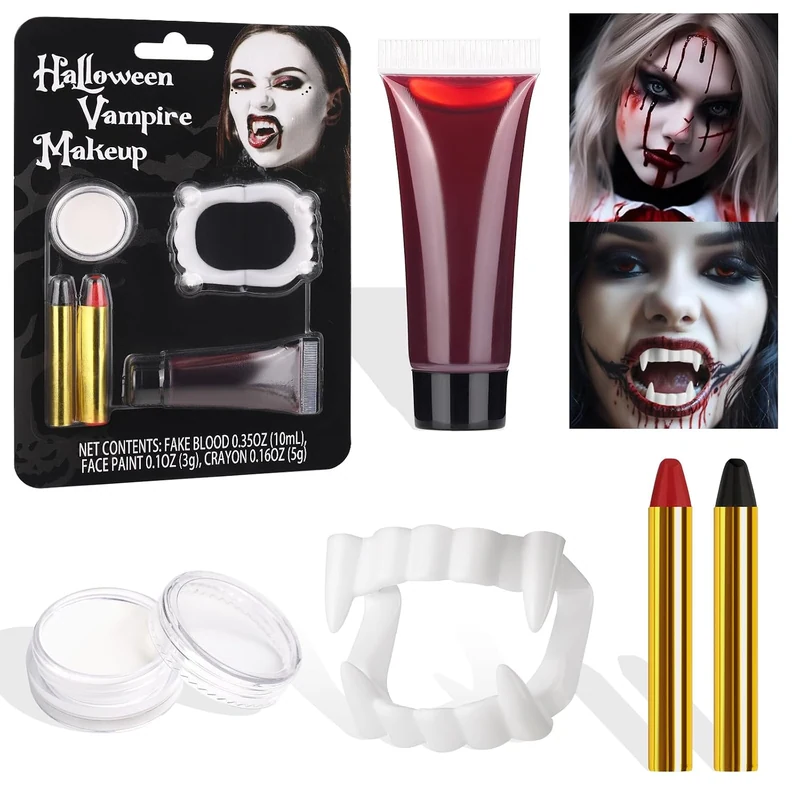 Halloween Vampire Makeup Kit with White Face & Body Paint