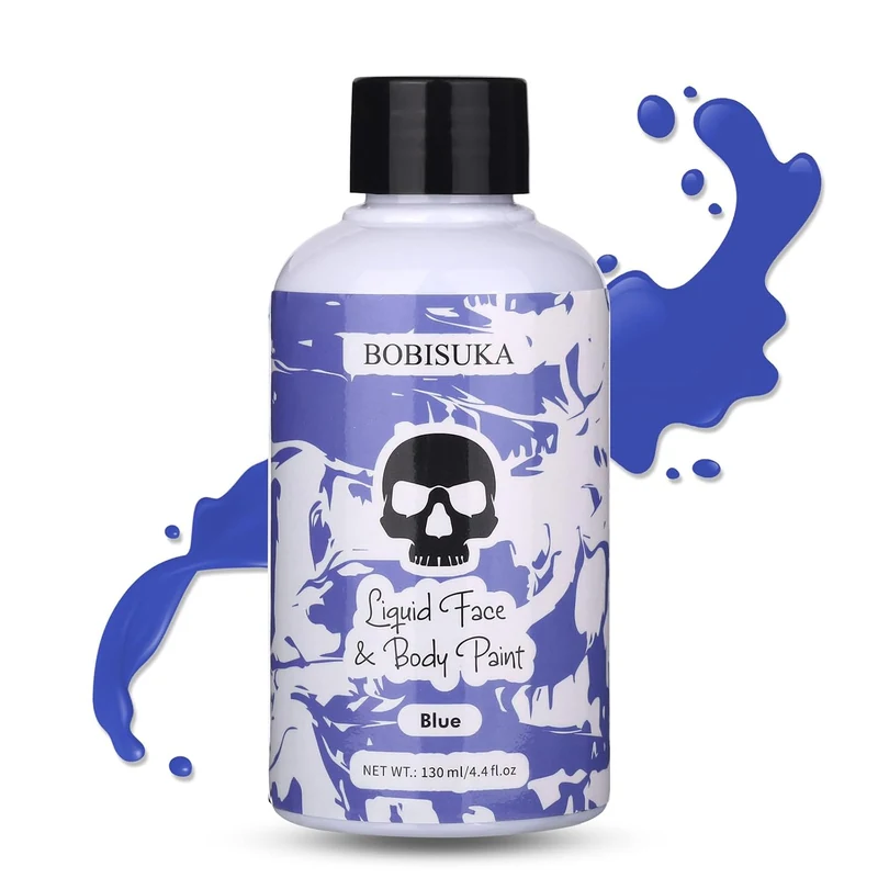 Blue Face Body Paint Liquid Texture Washable Non Toxic Facepaint