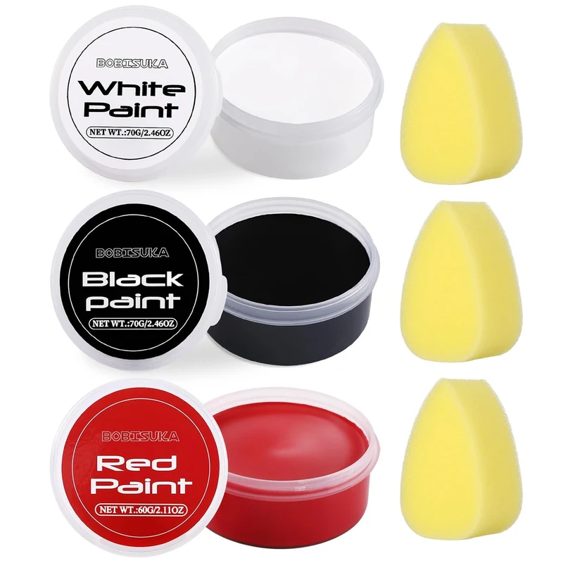White Black Red Face Body Paint with 3PCS Sponges Face Painting