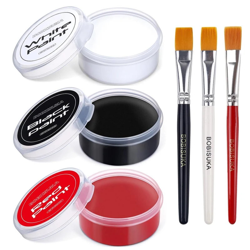 Black + White + Red Oil Face Body Paint Set