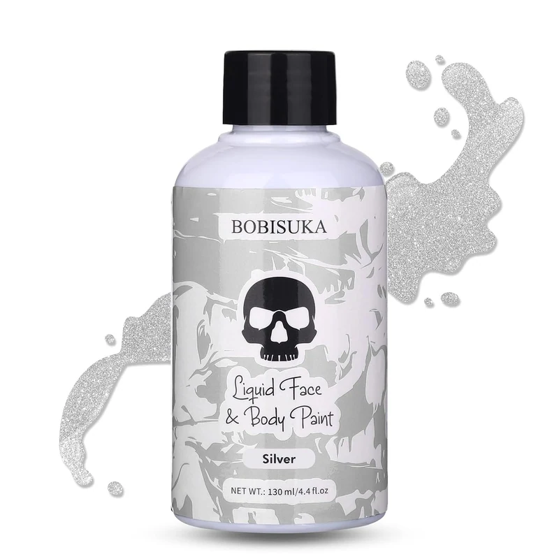Silver Face Body Paint Liquid Texture Washable Non Toxic Facepaint