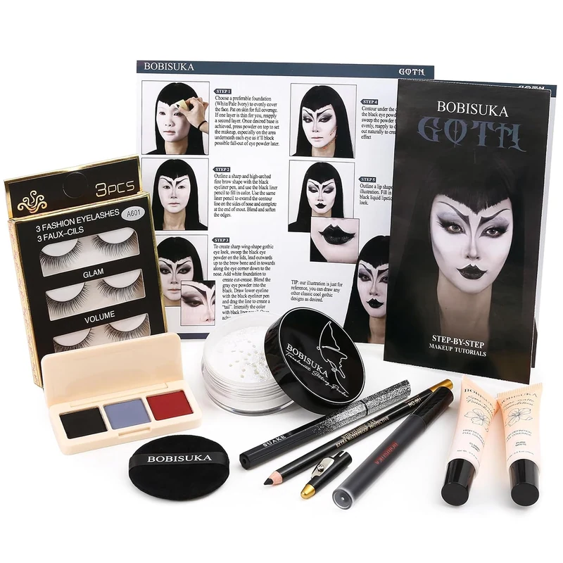 Halloween Goth Makeup, Complete Goth Make Up Set with White