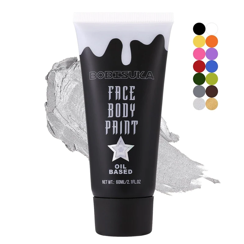Silver Face Body Paint, Metallic Oil-based Painting Kit
