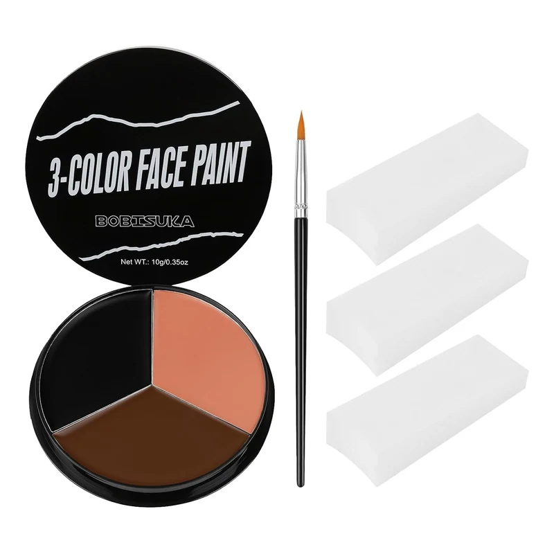 Black Brown Terracotta Face Paint + 3PC Sponge + Brush Body Paint
