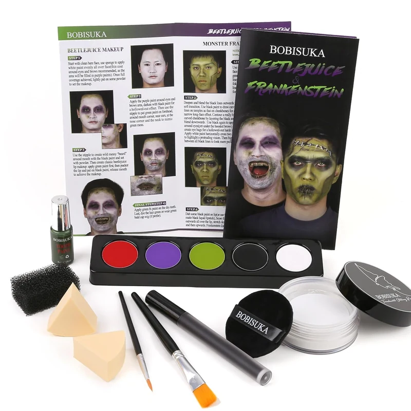 Halloween Beetle-juice Makeup & Frankenstein Makeup Kit