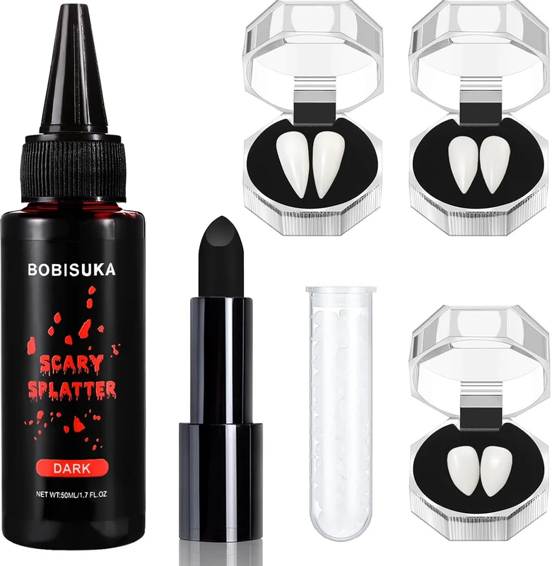 Halloween Vampire Makeup Kit with Dark Fake Blood