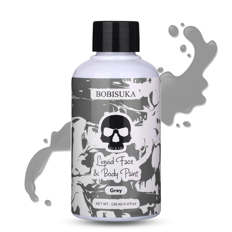 Grey Face Body Paint Liquid Texture Washable Non Toxic Facepaint