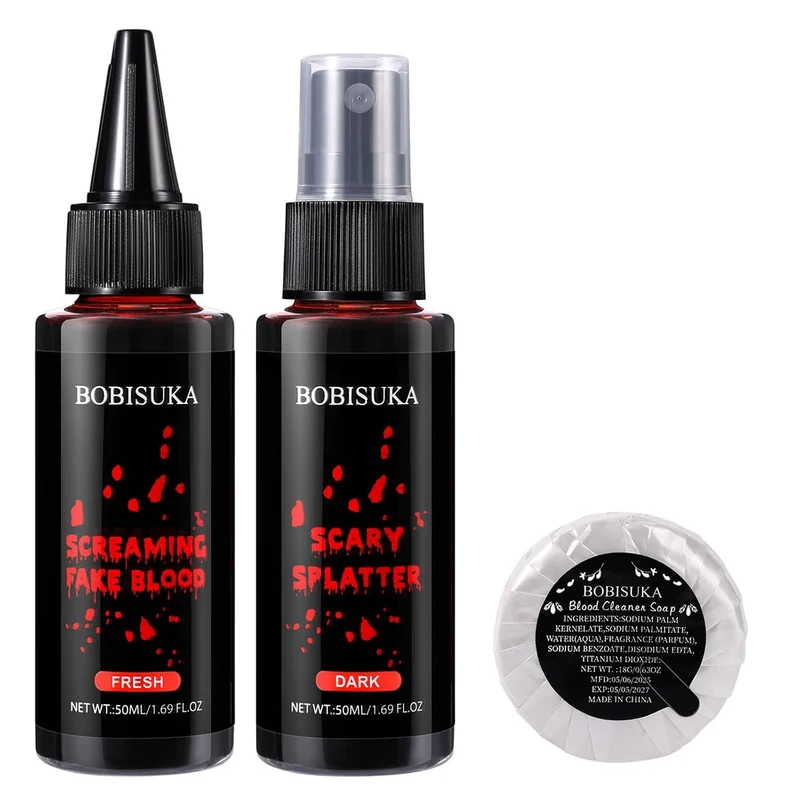 3PCS Fake Blood Set, Dark Fake Blood Spray